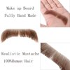 VIJIGIA ZOOCOOL Human Hair Full Hand Tied Realistic Fake Mustache Brown Human Hair Jack Sparrow Fake Beard Fake Goatee Costume Beard Fake Facial Hair Lace Beard for Women Hallow