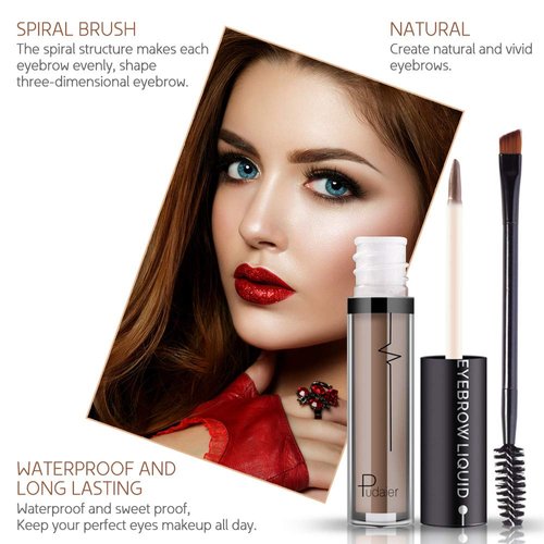 YOLETO Waterproof Eyebrow Gel - Brunette Brown Tinted Mascara Makeup for Natural-Looking Brows, Long-Lasting Smudge-Proof Formula with Brow Shaper and Mascara Primer Brush Wand Kit