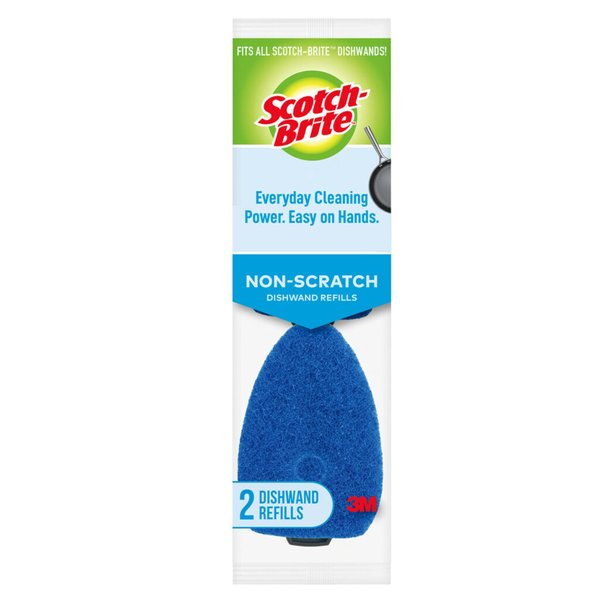 Scotch-Brite Non-Scratch Dishwand Sponge Refills, Dishwand Refills for Cleaning Kitchen, Bathroom, and Household, Non-Scratch Sponges Safe for Non-Stick Cookware, Dishwand Refills, 2 Count (Pack of 7)