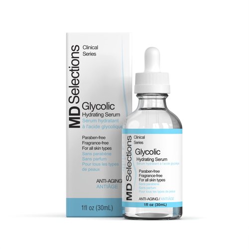 MD Selections Glycolic Hydrating Serum | Advanced Glycolic Acid Exfoliating Treatment | Ultra Hydrating | Flush out toxins & give your skin a radiant, healthy glow | 1 fl. oz.