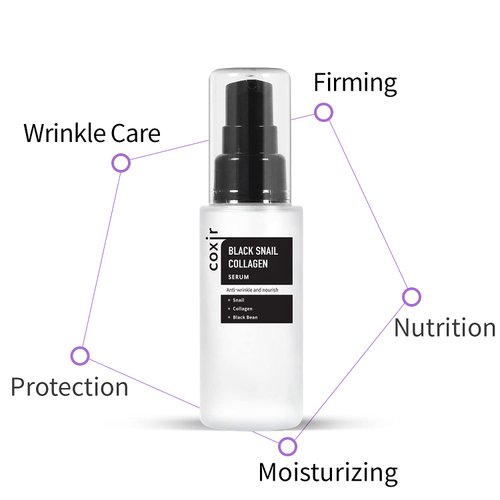 [Coxir] Black Snail Collagen Serum (50ml / 1.69 fl.oz) -|Black Beans, Collagen, Snail Mucin| firms, lift and nourish skin