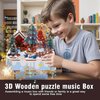 Wooden Music Box Puzzle – DIY Christmas Street View Rotating Music Box Kit, 3D Creative Musical Puzzle Craft Model, Holiday Desk Decor, for Adults, Birthday & Christmas