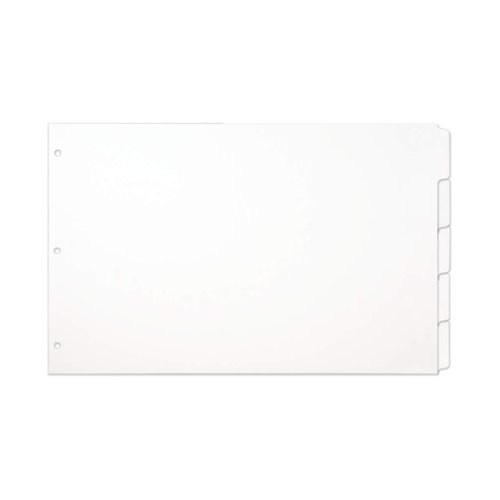 Single Set 11x17 White 5 Tab Index Dividers Standard Length with Holes