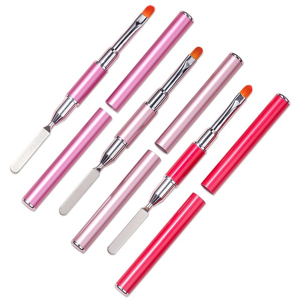 WOKOTO 3pcs Dual-Ended Gel Nail Brushes For Nail Art Extension Nails Gel Brushes For Nails Acrylic Nail Brushes For Acrylic Nails Design Brushes 2 Way Gel Spatula And Nail Art Brushes