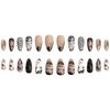 24Pcs Medium Press on Nails Almond Fake Nails Punk Cartoon Anime Design Black White Full Cover Acrylic False Nails Glue on Nails Gothic Glossy Reusable Design Acrylic Nails for Women Manicure Tips