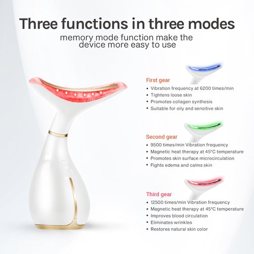 Ms.W Red Light Neck Face Massager,Portable Facial Massager for Skin Care,Electric Face Massage Kit with 45 ±5℃ Heat & 3 Massage Modes