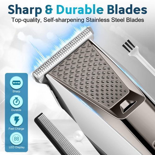 Messi10 Hair Clippers for Men Professional, Cordless Beard Trimmer for Men, LED Display Rechargeable Hair Clippers Trimmer for Men Grooming Kit, Electric Hair Clippers for Barbers Haircut