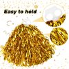Cheerleading Pom Poms 4 Pack Cheerleader Squad Spirited Fun Pompoms Pom Poms Cheer Poms Hand Flowers Metallic Foil Pompoms for Kids Adults Sports Team Spirit Cheering Party Dance (Gold)
