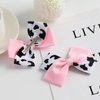 2PC Cow Print Hair Bow Clips 4 Inch Pink Cowgirl Pigtail Bows Farm Party Costume Hair Accessories