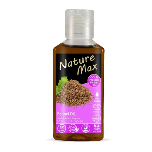 Nature Max Fennel Oil Pure Natural Cold Pressed Premium Egyptian Undiluted Egypt Arab for Hair & Skin No Additives Non GMO Kosher Halal (1 Pack = 2.70 oz / 80 ml) زيت الشمر حلال