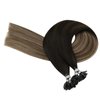 Sunny U Tip Hair Extensions Human Hair Ombre Prebonded Keratin Hair Extensions Utip Black Ombre Dark Brown Balayage Ash Blonde Utips Real Hair Extensions Hot Fusion Silky Hair 50g 20inch