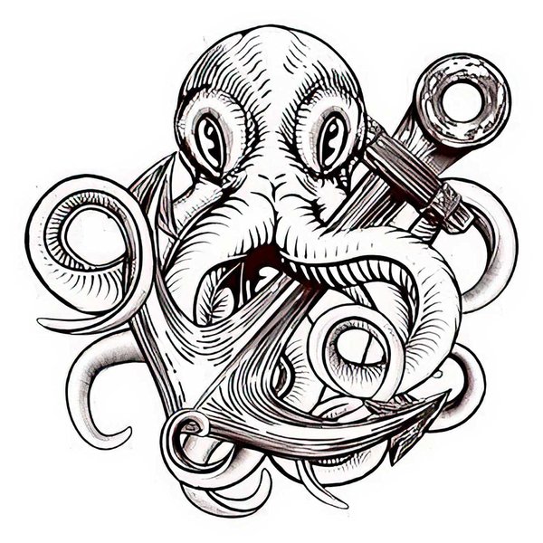 Dopetattoo Tattoo design 6 Sheets Temporary Tattoos Octopus Anchors Temporary tattoo Neck Arm Chest