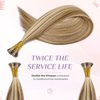 KiiKiiGirl Virgin Remy I Tip Hair Extensions Human Hair Chocolate Brown to Caramel Blonde Real Itip Human Hair Extensions 22Inch Pre Bonded I Tips Human Hair Extensions Invisible For Women 30G/Pack