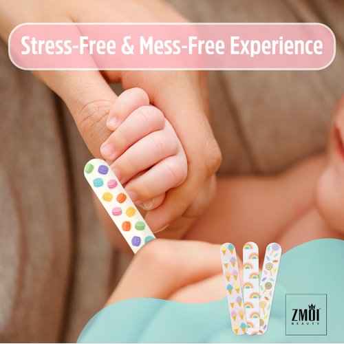 Baby Nail File - Colorful Mini Emery Board Gentle Care Nail Files Grooming Essentials Safe for Baby and Toddler