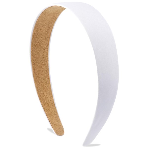 Atoden Satin Headbands for Women Girls White Headband 1.18 Inch Wide Thin Hard Headbands Non Slip Ribbon Hair Bands Plain Headbands for Crafts DIY Costume Holiday Hair Accessories Gifts