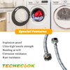 4ft Premium Stainless Steel Washing Machine Hoses Burst Proof 2 Pack by Techecook - Hot and Cold Water Supply Hoses for ALL Washer - 10 YEARS WARRANTY