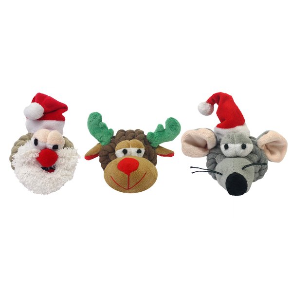 Multipet Santa/Reindeer Mouse Rope-Heads, Assorted
