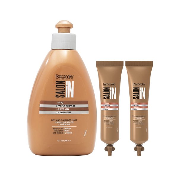 RECAMIER Leave-In Conditioner Detangler + 2 Hydra Repair SOS | Dry Damaged Hair Treatment | Comb Cream Styling Lotion | Tratamiento Cabello Seco Maltratado 10.1 OZ