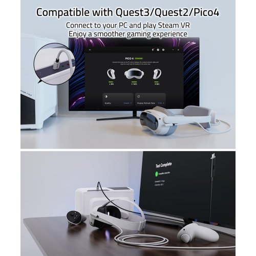 Syntech Link Cable 10 FT Compatible with Meta/Oculus Quest 3, Quest2 Accessories and PC/Steam VR, High Speed PC Data Transfer, USB 3.0 to USB C Cable for VR Headset and Gaming PC