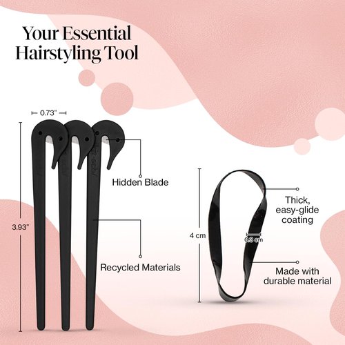 Kitsch 3pc Black Elastic Hair Tie Cutter Tool & 100pc Small Black Rubber Bands for Hair - Rubber Band Cutter for Hair, Hair Elastic Cutter Tool, Small Hair Elastics No Damage, Black Elastic Hair Ties