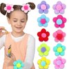 12pcs Pom Pom Hair Ties for Girls Flower Hair Pom Poms Fluffy Ponytail Holders Hair Ties With Balls