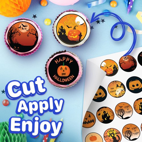 30 x Edible Cupcake Toppers Themed of Halloween Collection of Edible Cake Decorations | Uncut Edible on Wafer Sheet