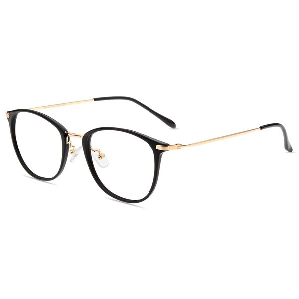 Firmoo Blue Light Blocking Reading Glasses,Anti Eye Strain Reduce Headache,Vintage Overall Round Readers Black-Gold Eyewear Frame for Women/Men(1.00, Black)