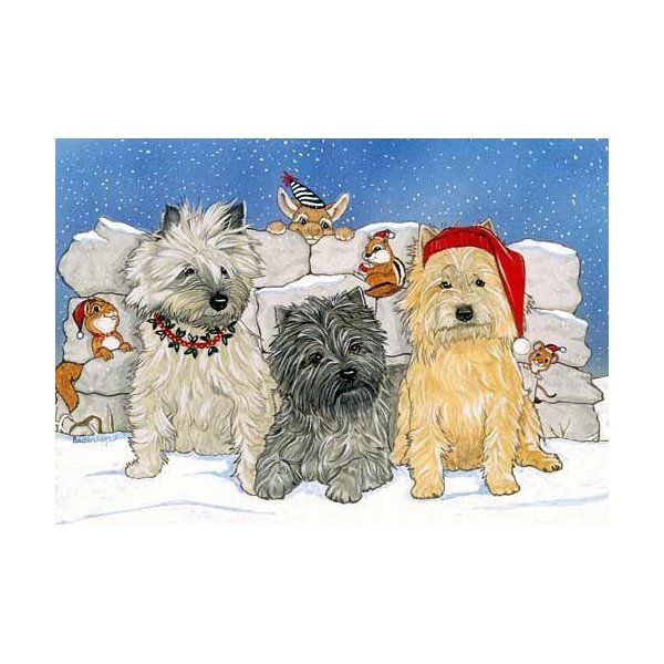 Pipsqueak Cairn Terrier Christmas Cards : 10 Holiday Cards with Red Envelopes - ADORABLE!
