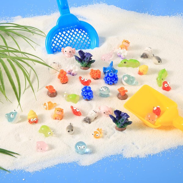 36pcs Mini Ocean Figurines, 18 Styles Tiny Miniature Resin Marine Animals Figurines Sea Animals Ornaments for Dollhouse Potted Garden Decoration Party Favor Accessories
