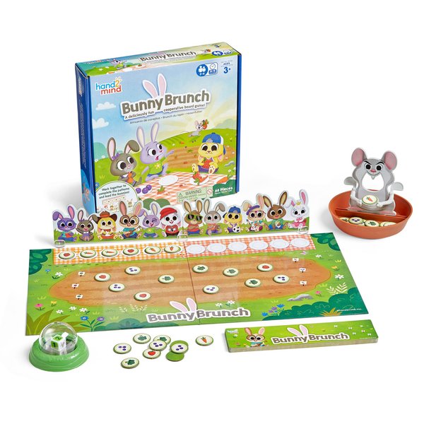 hand2mind Bunny Brunch Board Game, Pattern Game, Cooperative Board Game for Kids, Math Game, Counting Game, Preschool Math Learning Games, Educational Board Games, Bunny Toys for Kids, Easter Toys