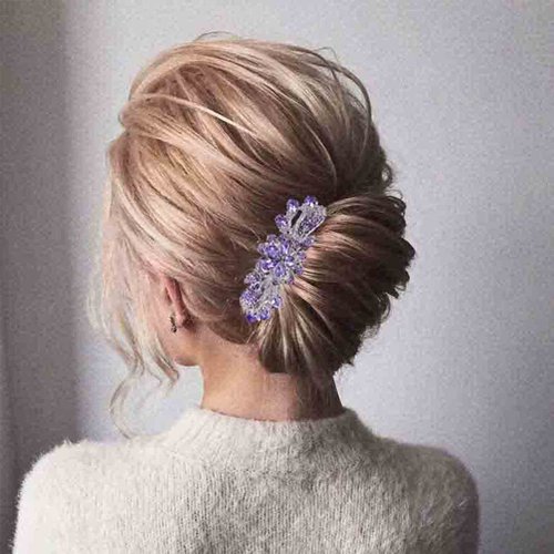 Andelaisi Vintage Rhinestone Wedding Hair Clip Crystal Cz Hair Barrettes Purple Crystal Barrette Head Clips Sparkle Cz Hairclip Decorative Headwear Crystal Wedding Headpieces Bridal Hair Accessories