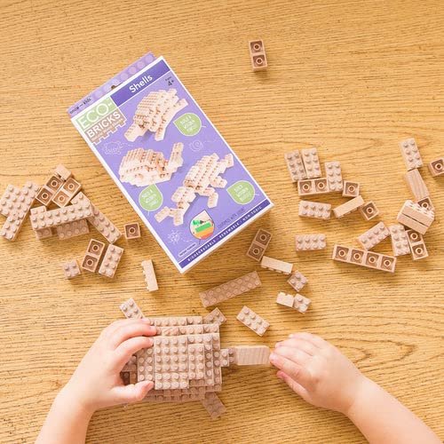 Eco-Bricks 3 in 1 Builds Shells - Earth-Friendly Kids Building Blocks - Create 3 Different Shells - Turtle, Beetle, Snail