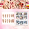 Rchovsam 3D Butterfly Press on Nails Long Almond False Nails White Floral Design Fake Nails Gold Glitter Press Ons Gift for Women 24pcs