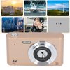 4K Digital Camera, 16X Digital Zoom 48MP Vlog Camera, 2.4in Screen, Built in Flashlight, CCD Camera, Anti Shake, Portable Camera for Beginners and Children (Gold)