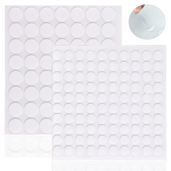 156 PCS Double Sided Adhesive Dots, Removable Clear Sticky Putty No Trace Round Adhesive Putty for Wax Seal Kit Wall Hanging Festival Decoration (10mm +15mm)