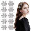 Ngdhkd 12Pcs Snowflake Hair Clips Christmas Pearl Hair Clips Rhinestone Barrette for Women and Girls Wedding Diamond Sparkly Hair Clips Silver Hairpin Accessories for Christmas New Year Party