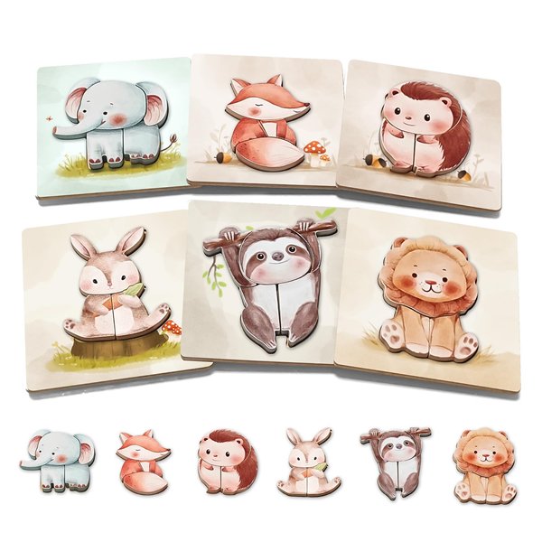 Wooden Puzzles for Toddlers 6 Pack Puzzles Toys for Toddlers 3 4 5 6 Years Old Boys Girls Birthday Christmas Party Favors Gifts Best Gifts for Toddlers