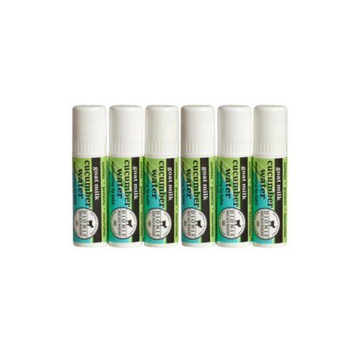 Dionis Goat Milk Skincare Scented Lip Balm, Beeswax, Shea Butter & Coconut Oil Self Care Made in The USA, Cruelty Free, Paraben Free Hydrating Moisturizer for Chapped Lips, Cucumber Water, 0.28oz, 6pk