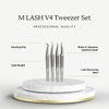 M LASH V4 - Stainless Steel Precision Eyelash Tweezers - Professional Grade Lash Applicator Tool for Meticulous Eyelash Extensions (Silver)