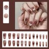 Hkanlre Dark Red Press on Nails French Coffin Fake Nails Tips Full Cover Butterfly Medium False Nails for Women and Girls 24PCS