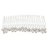 SAMKY Handmade Petite Pearl Clover Flower Bridal Wedding Tiara Hair Comb - Silver Plated FC037