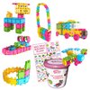 Clics construction toys, Glitter Bucket, 133 building blocks, 42 accessories and stickers,educational kids toys,STEM toys for 3 year old boys & girls and older, DURABLE TOYS made from RECYCLED PLASTIC