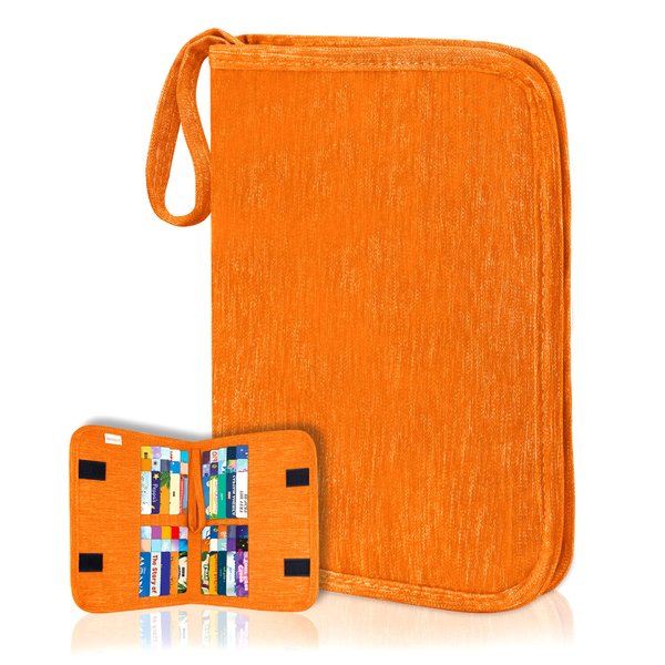 Card Binder Compatible with Yoto Player Cards, 20 Pockets for up to 60 Cards, Portable Trading Card Album Folders, Compatible with Yugioh, MTG and other TCG, Orange
