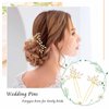 Foryysa Bridal Wedding Hair Pins for Women Gold Rhinestone Leave Headpiece Elegant Handmade Vine Headwear Sparkly Design (2 pcs)