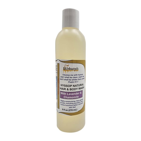 BIBLE N Beautyoils Cleanse Me With Hyssop Natural Hair and Body Wash, Organic Hyssop Infused Shampoo and Body Wash for Nourishing and Refreshing Hair and Body Cleansing (Lavender and Chamomile)