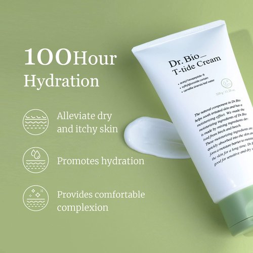 Dr. Bio T-tide Cream (11.28oz/320ml) | Deeply Hydrating Cream for Sensitive Skin, Body and Face Moisturizer with Shea Butter, Soothing Skin with Probiotics & CICA, Korean Skin Care, Newborn Baby Cream