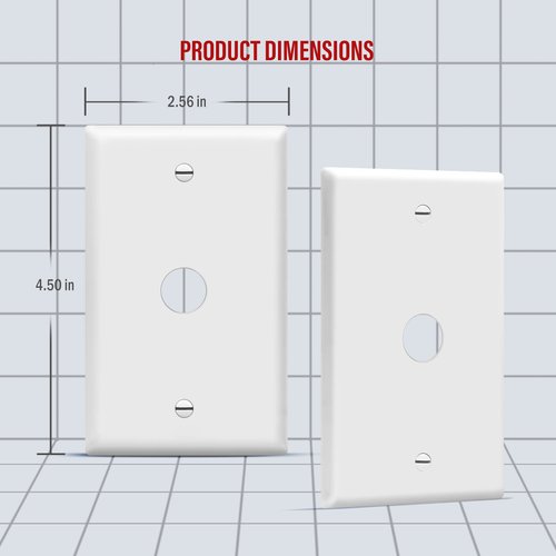 ENERLITES 1 Gang 0.406 Inch Hole Telephone/Cable Wall Cover, Fade Resistant Unbreakable Polycarbonate with Smooth Surface, 8661-W-10PCS,White, 10 Pack, 0.406", 10 Each Set