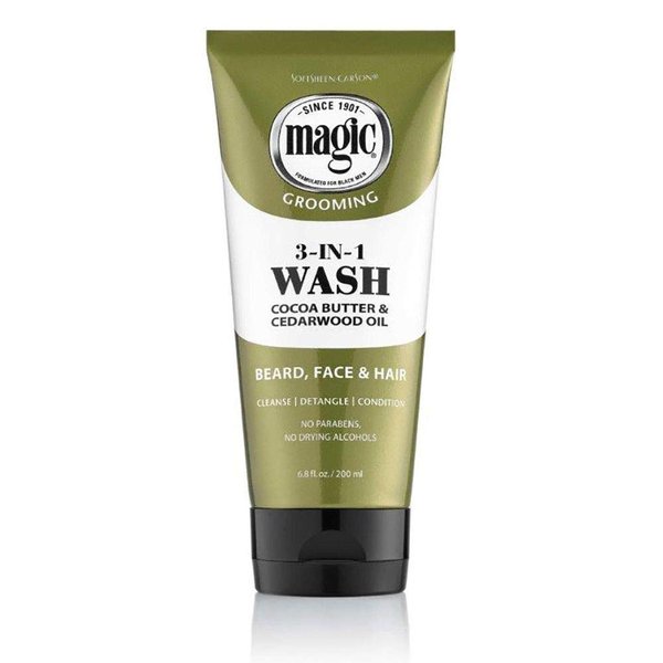 SoftSheen-Carson Magic Beard Wash 3 In 1 Cleanses and Conditions for Face, Beard and Hair, With Cocoa Butter and Shea Butter, 6.8 fluid ounces