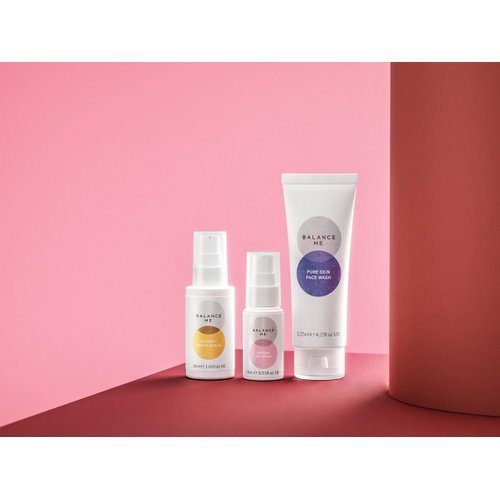 Balance Me Christmas Gift Set Glow + Replenish Vitamin C Repair Serum, Pure Skin Face Wash, Wonder Eye Cream, Natural/Vegan Skin Care, 3 Full Size Products - 1 each