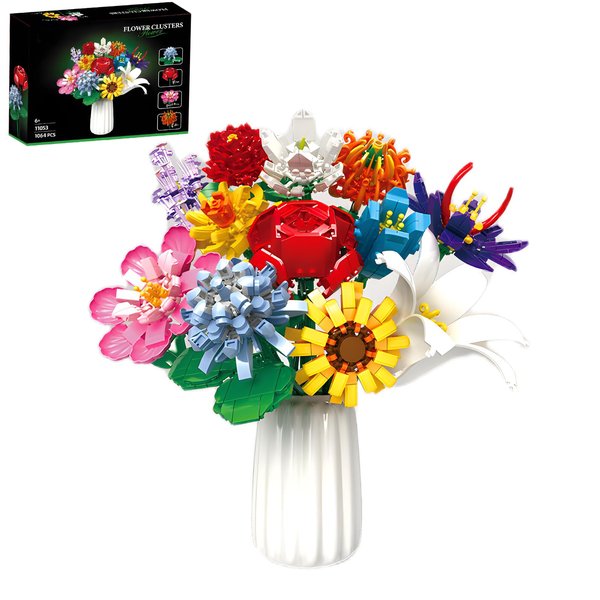 FRSHALOUIS Flower Bouquet Building Sets - DIY Decorative Home Building Blocks Toy, 1064Pcs Birthday Christmas Thanksgiving Valentine’s Day Gift for Girls Adults（No Vase ）
